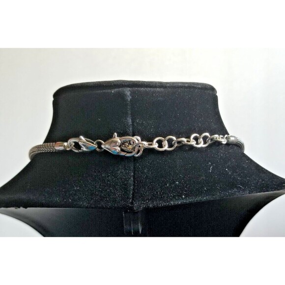 Retired Brighton Necklace 3 Bead Slider Charms Cable Chain Silver Tone BOHO CHIC - Picture 3 of 3